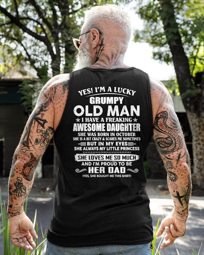 Awesome Daughter was born October - Gift For Dad From Daughter, Father’s Day Gift For Dad  – Dad T-Shirt - HL10 (SKU11-68-10)
