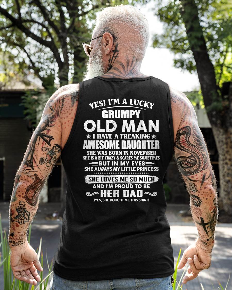Awesome Daughter was born November - Gift For Dad From Daughter, Father’s Day Gift For Dad  – Dad T-Shirt - HL11 (SKU11-68-11)