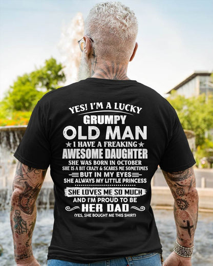 Awesome Daughter was born October - Gift For Dad From Daughter, Father’s Day Gift For Dad  – Dad T-Shirt - HL10 (SKU11-68-10)